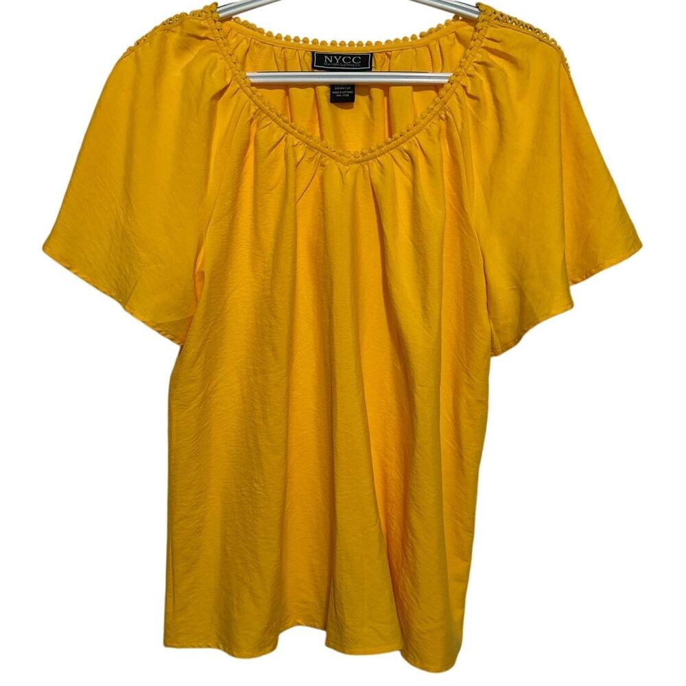 NYCC New York Clothing Co. Women's Yellow Soft Brush Short Sleeve Blouse Size S